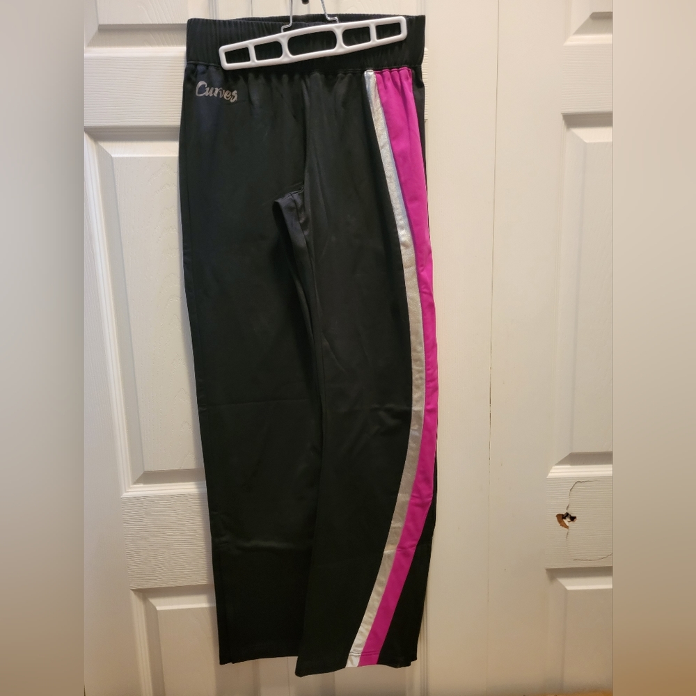 Draw String Wasit purple & Sliver Strip on Leg Workout Pants Size M